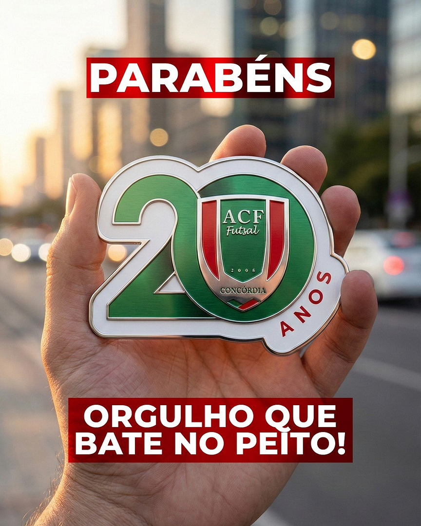 ACF Futsal Concórdia celebra 20 anos de história, paixão e compromisso com o esporte 2 Parabens Medalha