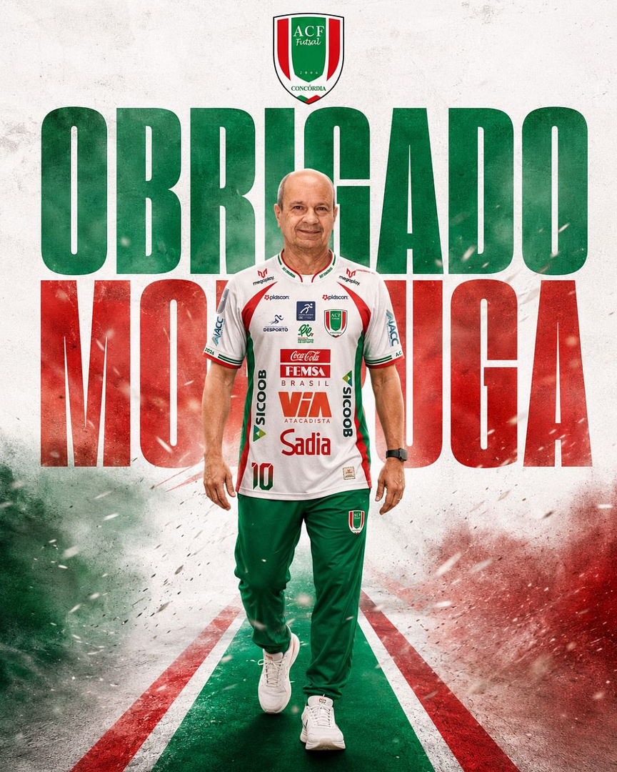 A ACF Futsal informa que, em comum acordo, foi definido o encerramento do trabalho do técnico Morruga junto à comissão técnica da equipe. 1 Morruga