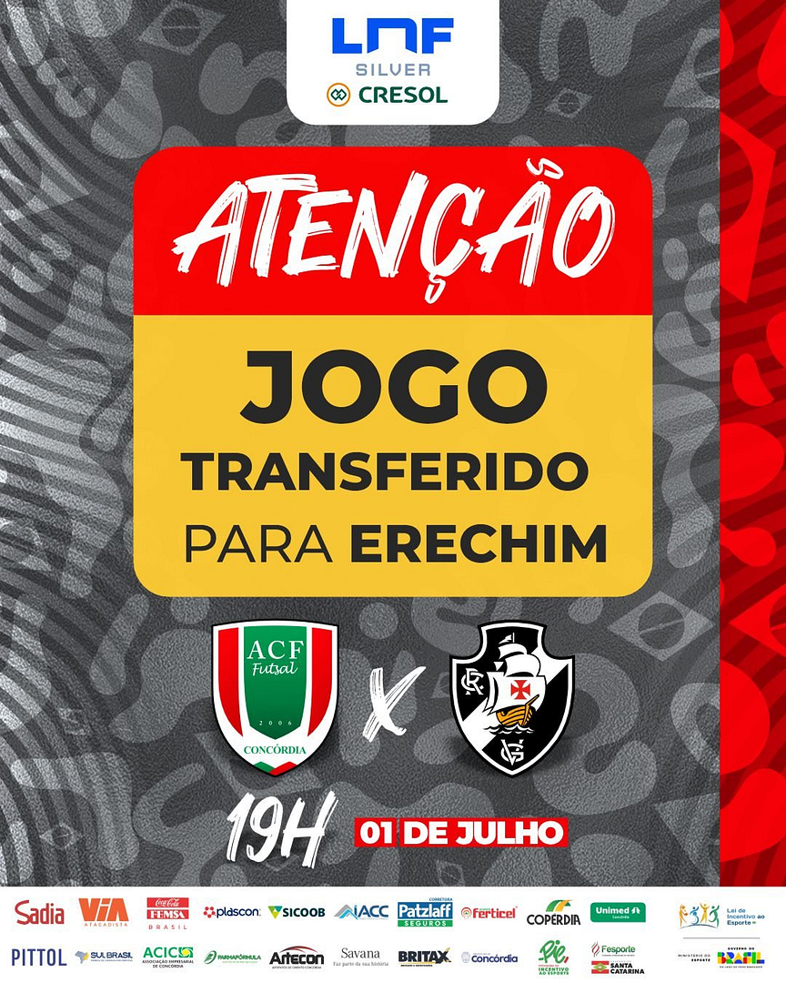 ACF x Vasco será em Erechim 1 Adiado0